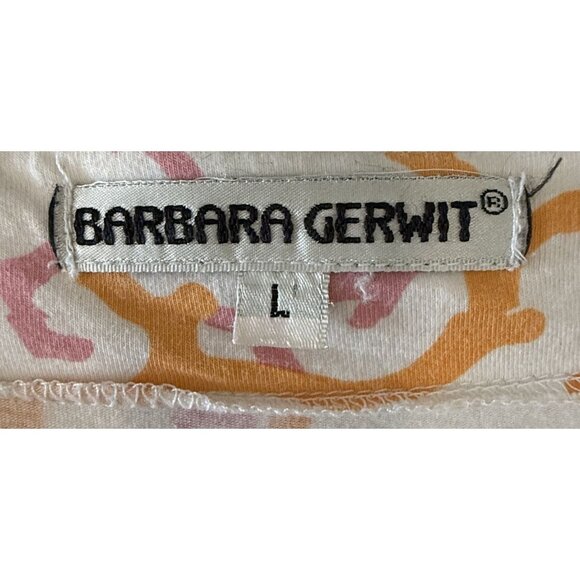 Barbara Gerwit Womens Tunic Dress Orange Purple Coral Print L 3/4 Sleeve Beachy - Picture 5 of 6